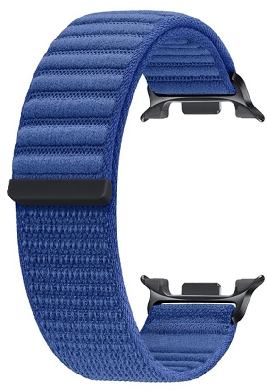 Bracelet en nylon FFO2World Wave – Compatible avec Samsung Watch 8 – Bracelet de montre connectée avec boucle ondulée et velcro pour Samsung Watch 8 40 mm / Samsung Watch 8 44 mm / Samsung Watch 8 Classic 46 mm – Blauw