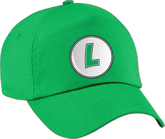 Bellatio Decorations casquette de jeu – plombier Luigi – vert – enfants – carnaval/soirée à thème