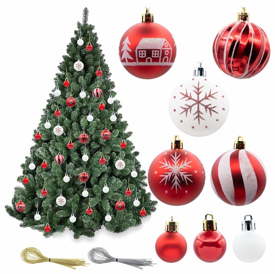 Boules de Noël brillantes, incassables et décoratives, lot de 44 pièces