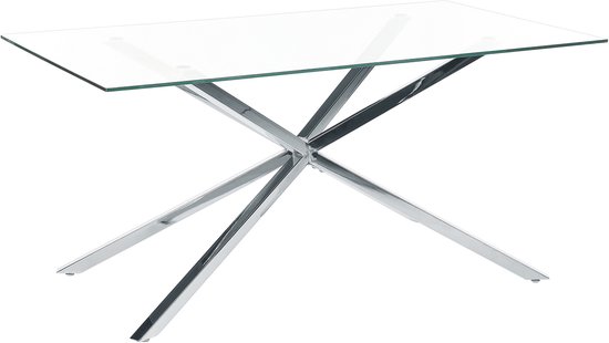 CORA – Table à manger – Argent – 160 x 90 cm – Glas