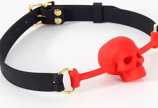 Bâillon buccal de Luxe en silicone en forme de tête de mort – Yeux creux – Taille unique réglable – Bâillon