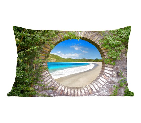Coussins Coussins décoratifs – Oreillers Salon – 60×40 cm – Plage – Mer – Vue à travers