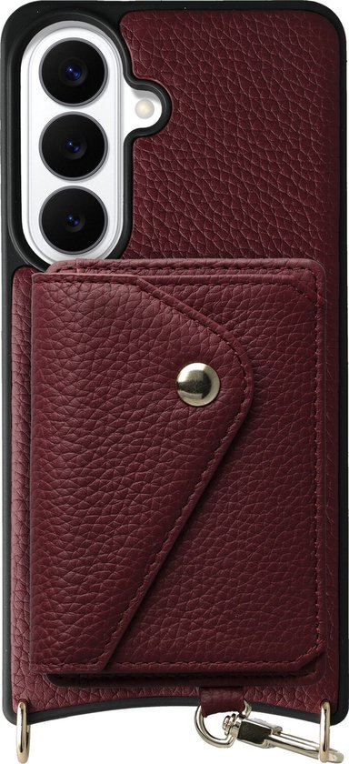 Étui en Cuir AVY Adapté pour Samsung Galaxy S26 | Avec Porte-Cartes Magnétique | Compatible avec MagSafe | Étui en Cuir avec Portefeuille | Bourgogne