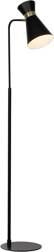 BRILLIANT lampe Goldy lampadaire 1 lumière noir mat / or | 1x A60, E27, 28W, lampes normales gf non spécifiées Convient aux lampes LED | Avec interrupteur au pied