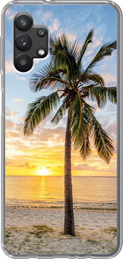 Coque Samsung Galaxy A32 5G – Plage – Palmier – Coucher de soleil – Siliconen – Noël – Cadeaux – Cadeaux chaussures