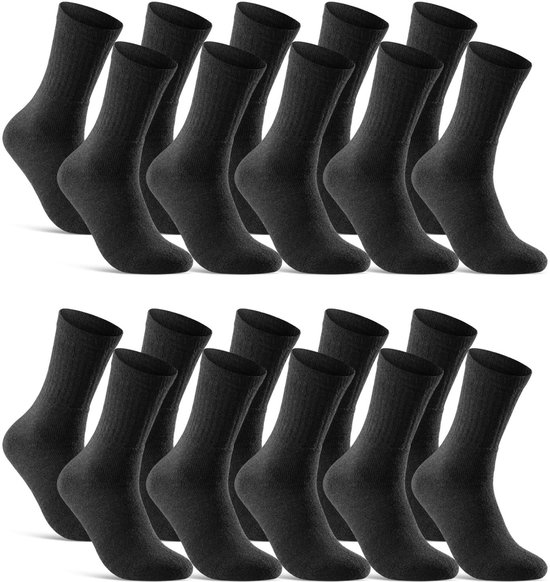 Chaussettes de sport noires | Compression | Amorti supplémentaire | Marque : Naft | Taille : 35 à 50 | 20 paires