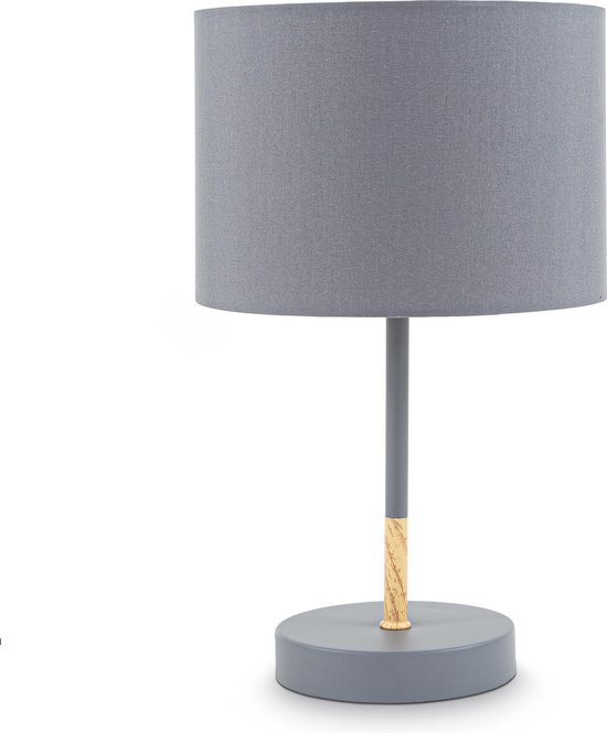B.K.Licht – Lampe de table – lampe de chambre décorative – lampe de chevet – lampe de salon – métal – gris – tissu – excl. E27 Excl. 1x sources lumineuses 40W E27 • IP20 • 200x200x330mm (LxLxH)