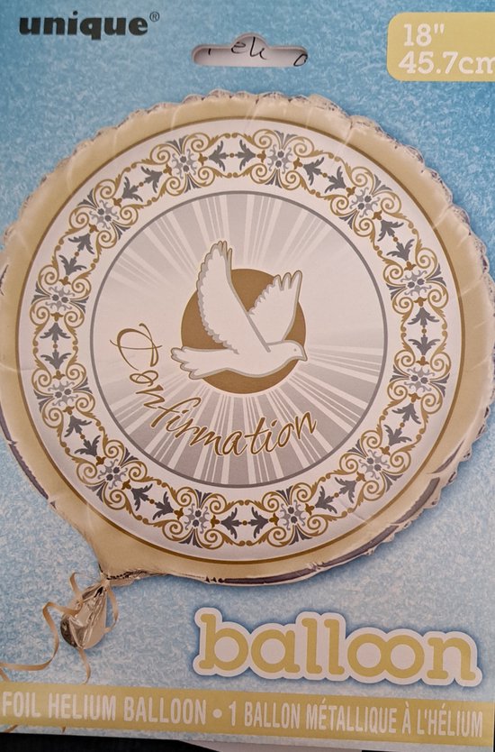 Ballon en aluminium avec colombe et décoration dorée, 45 cm, confirmation , Religieux