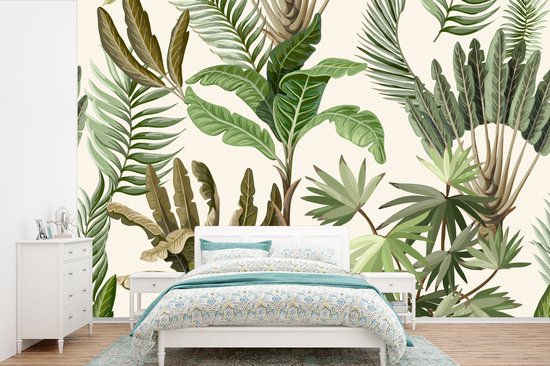 Behang – Fotobehang Jungle – Palmboom – Bananenplant – Kinderen – Natuur – Planten – Breedte 600 cm x hoogte 400 cm
