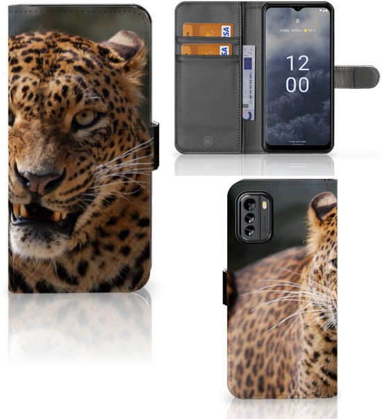 Coque Nokia G60 Cuir PU Premium Housse Portefeuille Coque pour Léopard