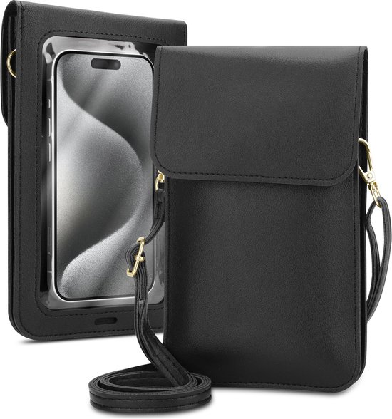 Étui pour téléphone portable compatible avec Google PIXEL 6A en NOIR. Étui Housse Sac à main pour femme.