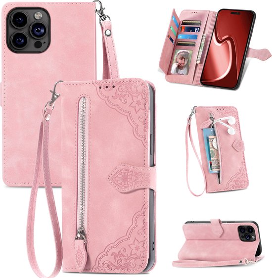 Book case Samsung Galaxy S20 Plus avec Protection Appareil Photo – Simili Cuir – Porte-Cartes – Cordon – Motif Fleurs – Samsung Galaxy S20 Plus – Rose
