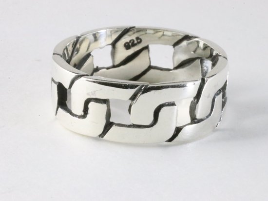 Bague en argent à gros maillons gourmettes – taille 20