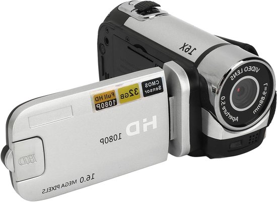 Caméra vidéo numérique 1080P – Caméra Vlog 16MP avec Zoom numérique 16x, caméscope compact pour la Photographie et l&rsquo;enregistrement (Argent)