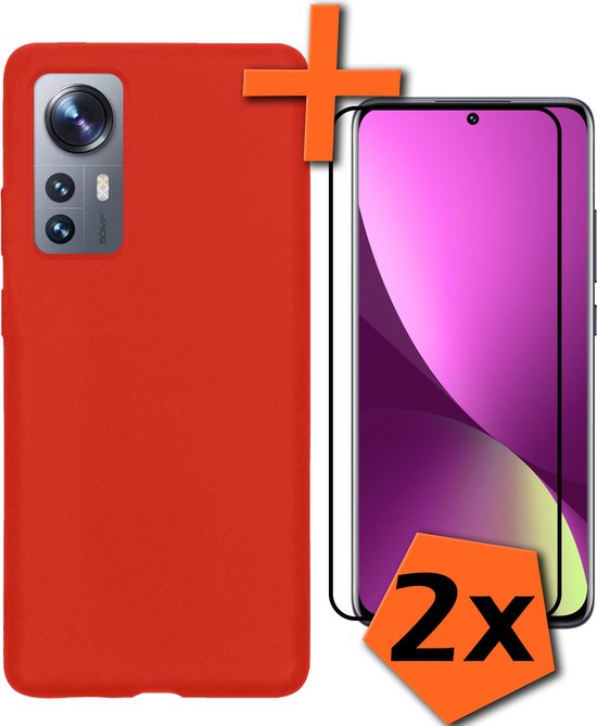 Coque Xiaomi 12X Siliconen Coque Arrière Avec 2x Protecteur D&rsquo;écran – Coque Xiaomi 12X Silicone – Rouge
