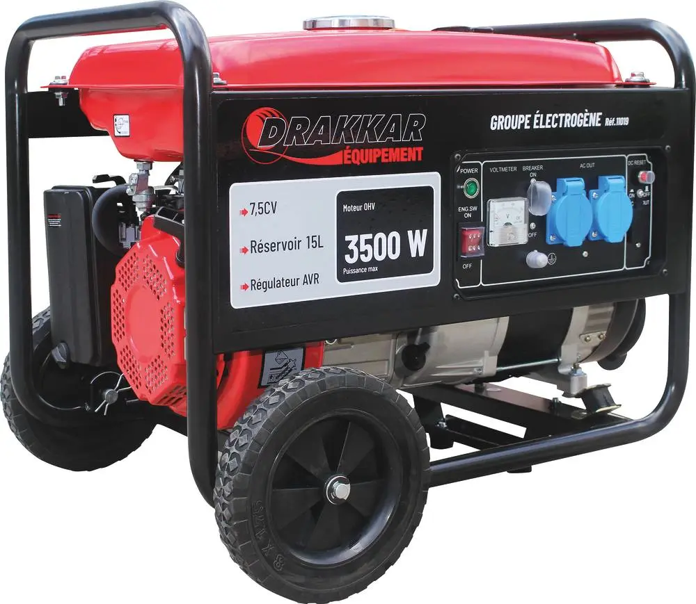 DRAKKAR EQUIPEMENT – Groupe électrogène essence 3500W 7.5CV lanceur manuel – 11019