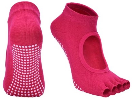 Chaussettes Scoby – Yoga – Pilates – Chaussettes antidérapantes – Bout ouvert – Respirantes – Roses
