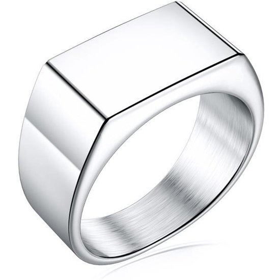 Chevalière Homme Couleur Argent – Acier – Bagues Ring – Cadeau pour Homme – Cadeaux Homme