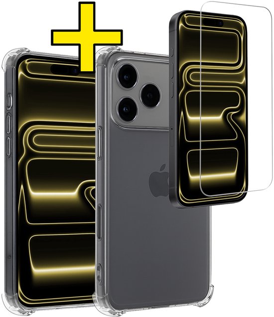 Coque iPhone 17 Pro antichoc en Siliconen avec protection d&rsquo;écran – Coque iPhone 17 Pro transparente