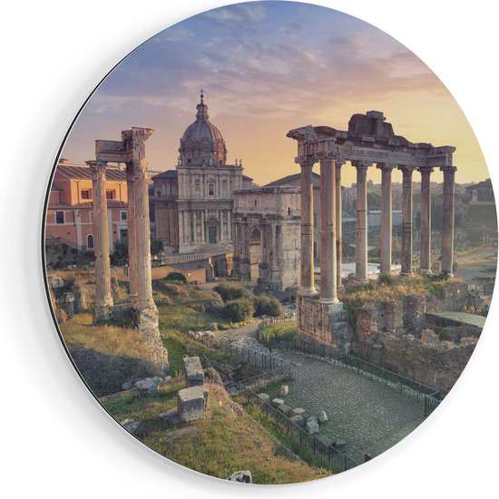 Cercle mural Artaza Dibond Architecture romaine à Rome, Italie – Ø 70 cm – Cercle mural – Peinture ronde – Pour intérieur et extérieur