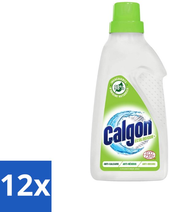 Calgon – Nettoyant pour machine à laver – Gel – Écologique – Contre le calcaire / Résidus de détergent / Odeurs – 750 ml – 15 Lavages – Pack économique – 12 pièces