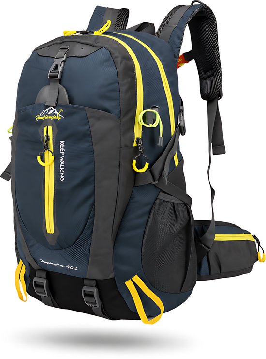 CarryQuest® – Sac à dos de randonnée et de camping 40 L – Sac à dos léger en nylon avec ventilation dorsale, bretelles réglables, plusieurs compartiments et design extérieur compact – 52x33x20 cm – Bleu foncé