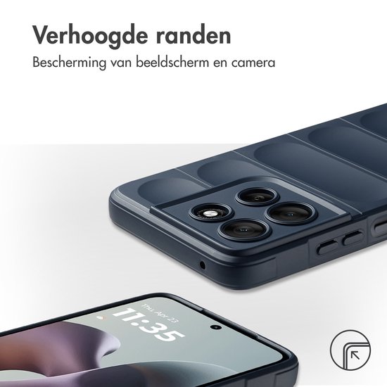 Étui imoshion – Compatible avec Motorola Moto G56 – Coque arrière EasyGrip – Bleu foncé