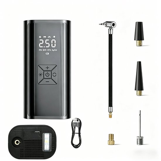 Compresseur Gonfleur de Pneus – Compresseur d&rsquo;Air Gonfleur de Pneus – Compresseur d&rsquo;Air Portable 12V – Gonfleur de Pneus Électrique – 4500 mAh – Vélo/Voiture/Moto/Ballon/Matelas Gonflable