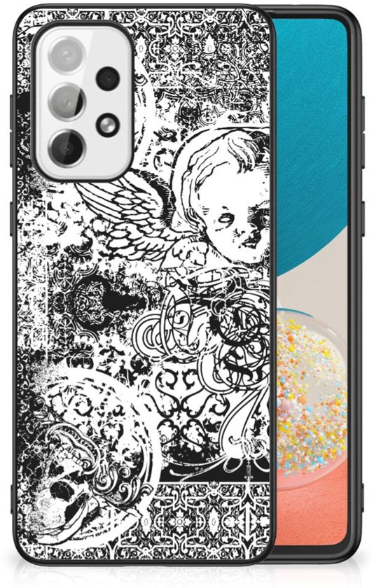Coque arrière en silicone pour Samsung Galaxy A73 avec bord noir Skulls Angel