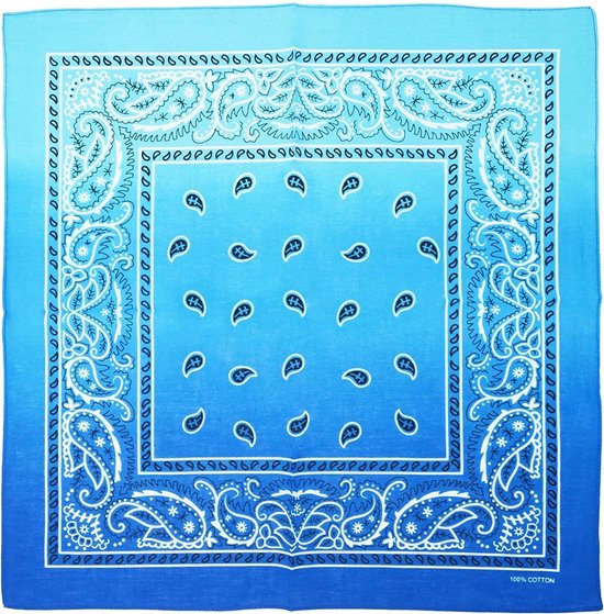 Fako Fashion® – Bandana Paisley – Deux tons – 2 couleurs – Bleu clair – Blauw