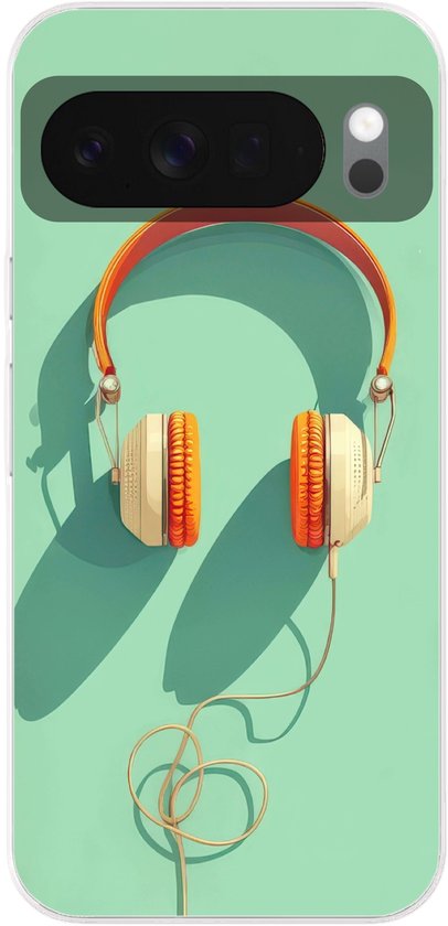 Étui de téléphone Convient pour étui Google Pixel 10 – Casque – Oranje – Cordon – Minimaliste – Étui de téléphone Siliconen Étui de téléphone