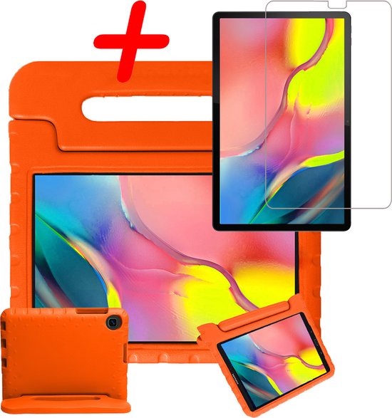 Coque Samsung Galaxy Tab 10.1 2019 Housse Antichoc Kinder avec Protecteur d&rsquo;écran – Housse Samsung Tab 10.1 2019 adaptée aux Kids – Oranje