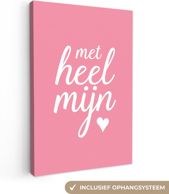 Beau cadeau pour elle avec du texte doux – Avec tout mon coeur Toile 60×90 cm