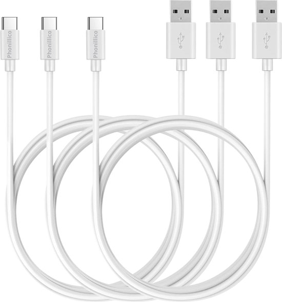 Câble USB C vers USB A 3x Blanc – 1 mètre – Câble de charge pour Oppo Find X5 / Find X5 Lite / Find X3 Neo / Find X3 Pro