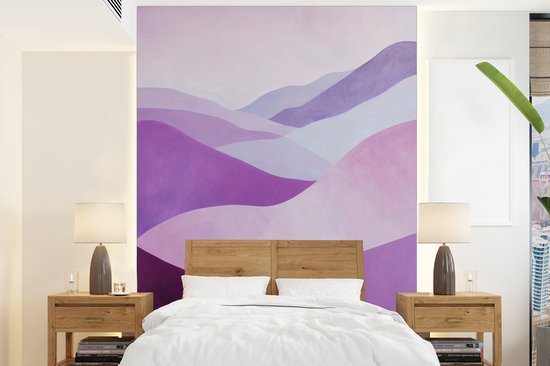 Behang – Fotobehang Abstract – Heuvels – Landschap – Paars – Breedte 160 cm x hoogte 220 cm