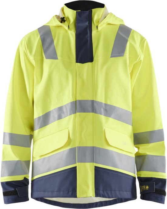 Blaklader Imperméable Retardateur de Flamme NIVEAU 2 4313-2022 – Jaune Haute Visibilité/Bleu Marine – XL
