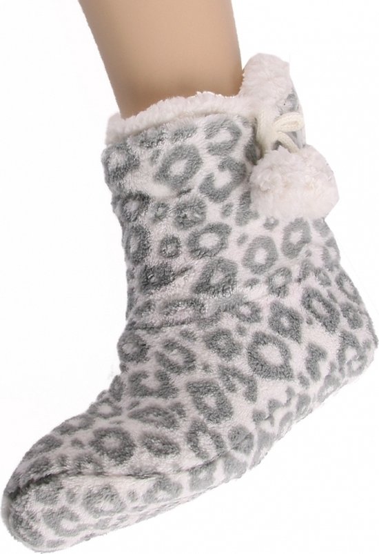 Chaussons fille à imprimé panthère grise 28-30