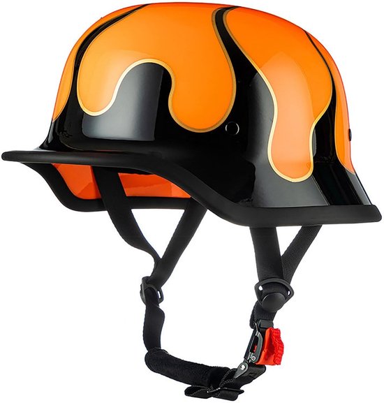 Casque de moto allemand vintage – Casque de moto ouvert portable, certifié ECE, casque de scooter et de cyclomoteur pour hommes et femmes – XL (61-62cm)