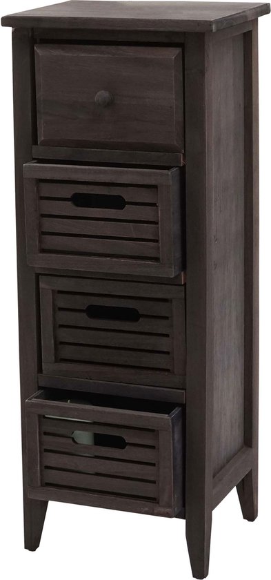 Commode T18, commode, 4 tiroirs, 74x30x25cm Shabby- Look Vintage ~ gris marron