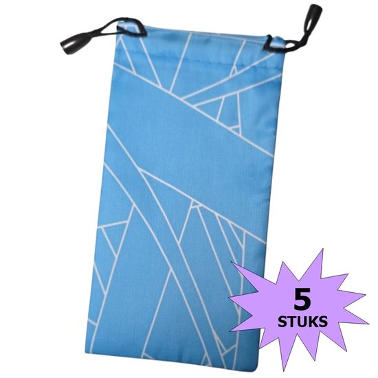 Fako Bijoux® – Étui à lunettes en microfibre – Brique – 18x9cm – Bleu clair – 5 Pièces