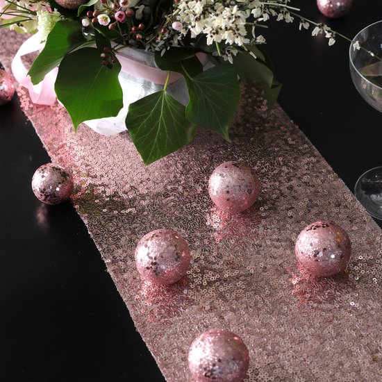 Chemin de table à paillettes Santex Christmas dinner op rol – paillettes or rose – 30 x 300 cm – polyester
