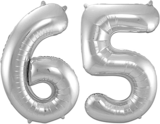 Ballon Numéro 65 Ans Argent Hélium Ballons Décoration D&rsquo;anniversaire Numéro Ballon Décoration De Fête Avec Paille – 86cm