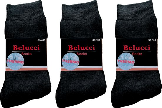 Belucci Thermo Chausettes thermique 6 Paires Zwart Taille 39/42