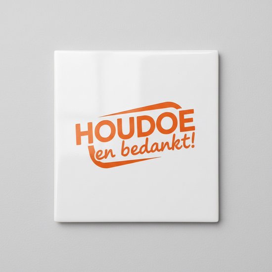 Devis d&rsquo;Adieu Néerlandais Carreau Céramique « Houdoe et Merci » – Décoration Murale Typographie Moderne – 15 x 15 cm