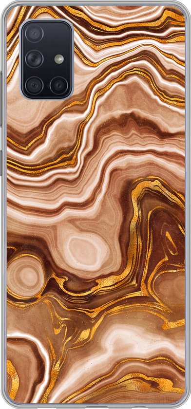 Coque Samsung Galaxy A71 – Marbre – Doré – Motifs – Coque de téléphone en Siliconen
