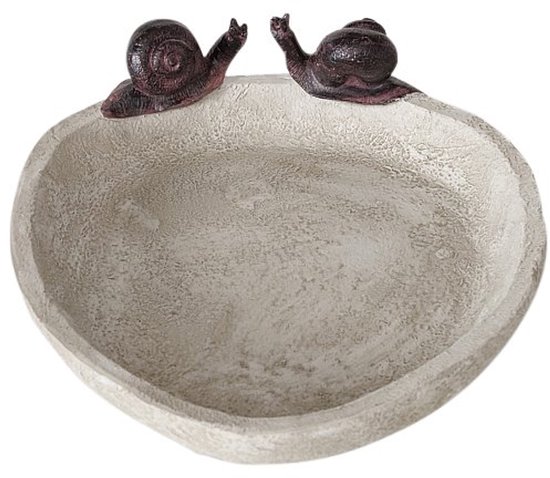 Boltze – Bird Bowl – Abreuvoir pour Vogel – Bol à eau – Bain d&rsquo;oiseaux – Polyrésine – Avec escargots – 21cm