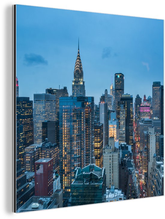 Décoration murale Métal – Peinture Aluminium Industriel – New York – Skyline – Empire State Building – 90×90 cm – Dibond – Photo sur aluminium – Décoration murale industrielle – Pour le salon/chambre