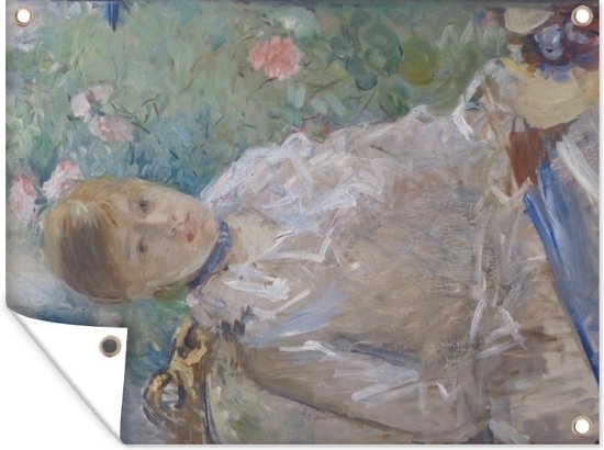 Décoration murale d&rsquo;extérieur Jeune fille à la fenêtre – Tableau de Berthe Morisot – 160×120 cm – Toile jardin – Affiche extérieure