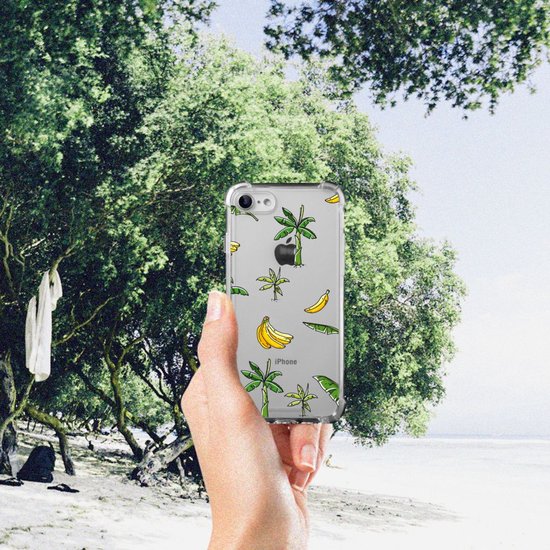 Coque arrière Coque Siliconen iPhone SE 2022/2020 | Coque pour téléphone portable iPhone 8/7 avec bananier à bord transparent