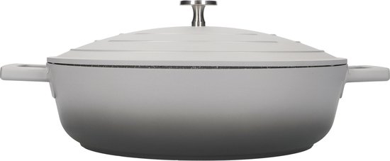 Cocotte, Bas, 28 cm, 4 L, Fonte d&rsquo;aluminium, Grijs Ombre – MasterClass